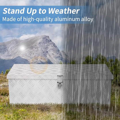 30 Inch Aluminum Truck Bed Tool Box with Side Handles, Lock - color: Silver, size: 30"