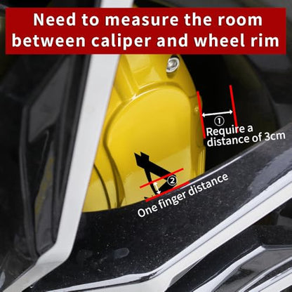 AOOA Yellow with Black Logo Caliper Covers Disc Brake Caliper Covers Caliper Paint Fit for KIA Telluride 2020-2025（front and rear） - color: yellow with black logo