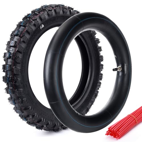 Wear-Resistant, Hyssk 2.50-10 6PR 38L DOT-Certified, Heavy-Duty Dirt Pit Bike Front & Rear Tire and Inner Tube | Deep Tread | 2.5-10 Tire for CRF50/PW50 & 50cc Off-Road Bike