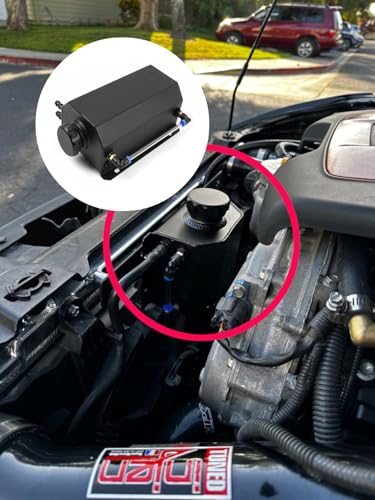 2L Aluminum Coolant Overflow Tank, Universal Radiator Reservoir Black - color: Black