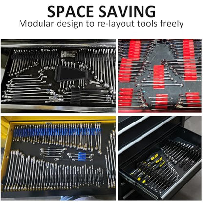 DEHOYI 48 PCS MAGNETIC Modular Wrench Organizer for Tool box, Metric & SAE - style: Magnetic (48 pcs Red)