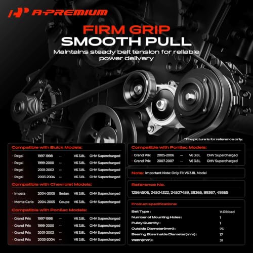 A-Premium Belt Tensioner Assembly with Pulley Compatible with Buick