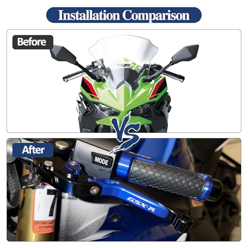 Brake Clutch Lever Set for Suzuki GSX‑R, Adjustable Levers(Blue) - color: Blue
