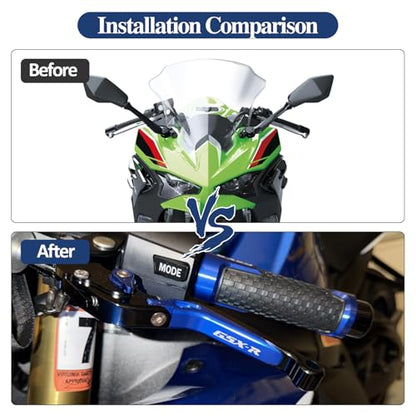 Brake Clutch Lever Set for Suzuki GSX‑R, Adjustable Levers(Blue) - color: Blue