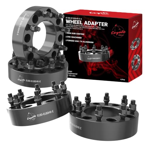 Wheel Accessories Parts 4 Pcs Wheel Spacers Adapters 8 on 180mm 2.00 Inch Thick 124.1mm Hub M14x1.5 14x1.5 Thread Stud Fits Chevy Silverado GMC Sierra 2500 3500 Single Rear Wheel (SRW) - size: No Lip, style: 2.00" Alum (4 Pack)