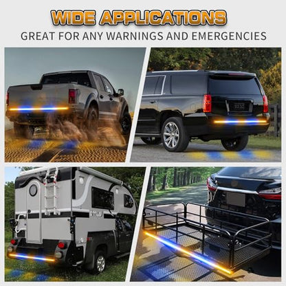 XRIDONSEN 60 inch Tailgate Lights Strip Blue Amber Strobe Lights - color: Amber/Blue