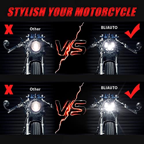 7" inch LED Motorcycle Headlight Round With Housing Bucket Hi/Low Beam LED Headlamp Assem with Mounting Bracket fit 1.37" to 1.69" Fork Tube Motorcycle for H-arley Yamaha Honda Suzuki Kawasaki - size: 7 Inch LED Motorcycle Headlight Hi/Low Beam