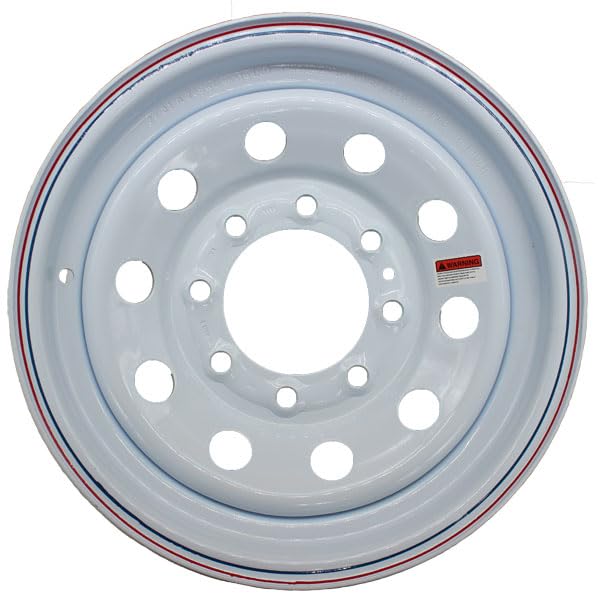 Premium Service 16x6-8 on 6.5 Modular Steel Trailer Wheel (White/w Pinstripes) - color: White /w Pinstripes