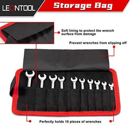Mini Wrench Set, 10-Piece SAE Wrenches, Rust-Resistant Chrome Finish, Ideal for Automotive, Industrial, Home, Hobby - Silver - style: SAE