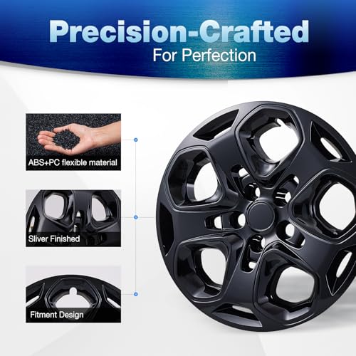 17" Hubcaps Wheel Covers for 2010-2012 Ford Fusion - color: Glossy Black