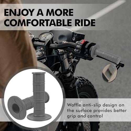 2PCS Motorcycle Handlebar Grips, 7/8 & 1 Inch Non-Slip Grips (Gray) - color: Gray