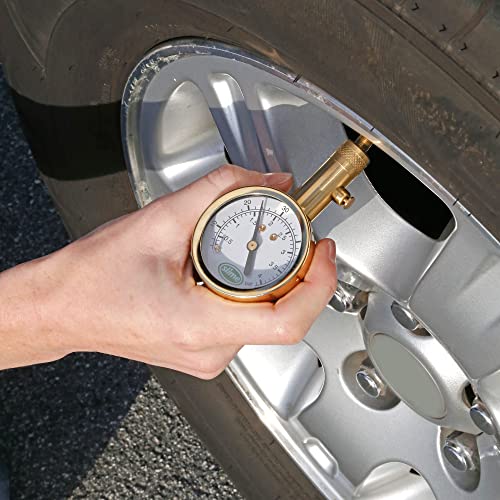 Slime 20459 Tire Pressure Gauge, Dial, Analogue, Brass Tire Gauge (5-60 psi) - size: Standard, style: Analogue