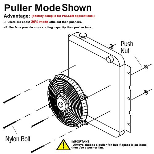 Mupera 10 Inch Electric Radiator Cooling Fan Puller 12V w/Mount Kit 2 Set - size: Straight-2Pcs X10 inch