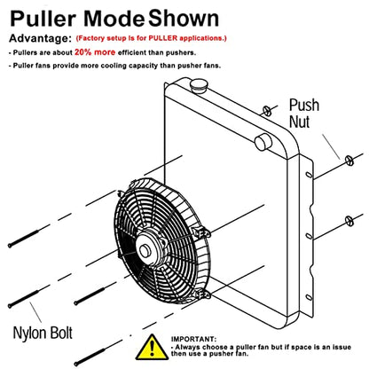 Mupera 10 Inch Electric Radiator Cooling Fan Puller 12V w/Mount Kit 2 Set - size: Straight-2Pcs X10 inch