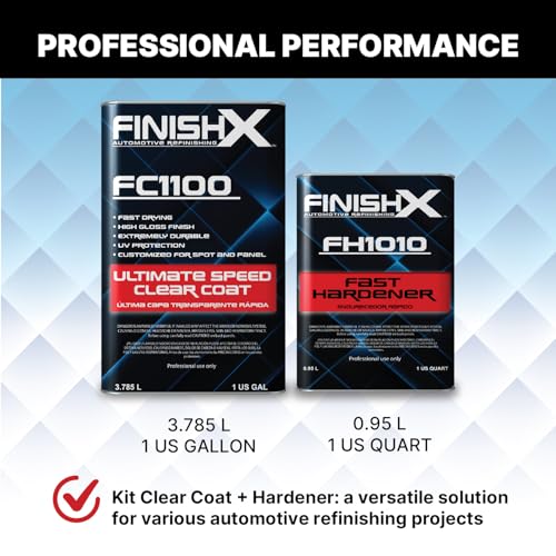 LAUCO FC1100 Ultimate Speed Clear Coat Kit with FH1010 Fast Hardener, 4:1 Automotive Clear Coat System, High Gloss Fast Drying Finish, UV Protection, 1 Gallon Clear Coat + 1 Quart Hardener 1100