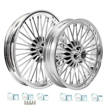 TOFR 21x3.5 18x3.5 Chrome Fat Spoke Wheels For Harley Softail Models 00-22 - color: Chrome, size: Front:21x3.5 Rear:18x3.5