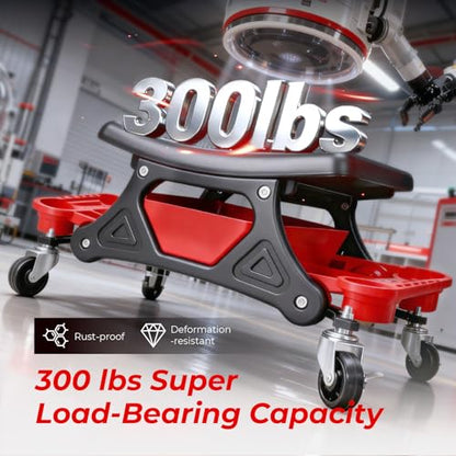 Mechanic Stool with Wheels,300 LBS Capacity Garage Stool