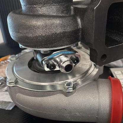 AN10 Oil Drain Flange, Aluminum Alloy Vehicle Turbo Oil Return Drain Flange Adapter with Gasket & Bolts, Leak Proof Automotive Replacement Accessories, Compatible with GT28 GT30 GT35 - size: AN10