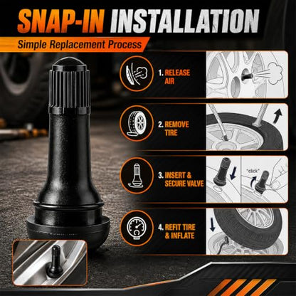 8PCS TR413 Tubeless Tire Valve Stems, Rubber Snap-in Automotive Valve Stem Replacement Kit, Universal Vehicle Tires Valves Stems Accessories for 0.453 inches 11.5mm Rim Holes(TR413) - size: TR413