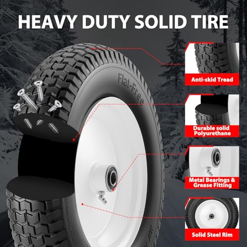 4.80/4.00-8 Flatfree 14.5 2Pcs Heavy Duty Wheelbarrow Wheel and Tire(White） - color: White, size: 2 Pack