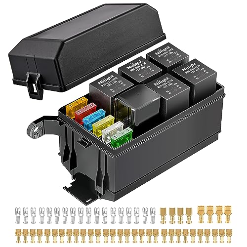 Nilight 12V Fuse Relay Box 6 Relays 6 Slots ATC ATO Blade Fuse Holder 4Pin 5Pin Terminal 40A Relay Waterproof Block Kit Universal for Automotive Car Truck Camper Marine Boat - color: Fuse and Relay Block