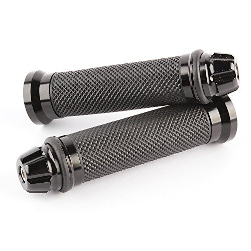 Universal 7/8" 22mm Motorcycle Handlebar Grips - Gel Rubber Compatible with Chopper, Cruiser, Street, Dirt Bike - color: Black
