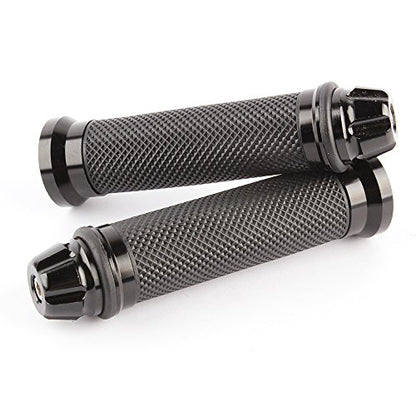 Universal 7/8" 22mm Motorcycle Handlebar Grips - Gel Rubber Compatible with Chopper, Cruiser, Street, Dirt Bike - color: Black