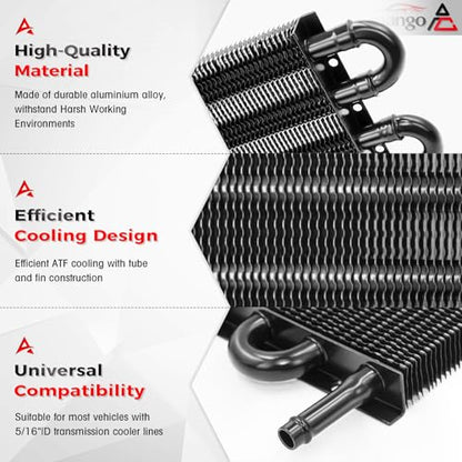 6 Pass Ultra-Cool Tube and Fin Transmission Cooler - color: Black, size: 6-pass