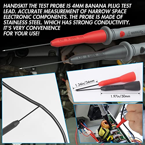 HANDSKIT Electrical Multimeter Test Leads Set with Alligator Clips