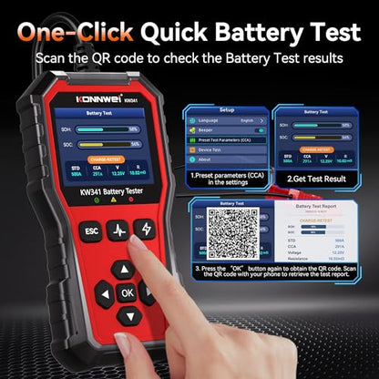 KONNWEI KW341Car Battery Tester, Automotive Cranking Charging Test - size: 8.27*6*2.36 inch