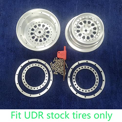 VITAVON & VOTACH alumium beadlock wheel silver rim+ring For UDR Traxxas Unlimited Desert Racer 1:7#8473 2pcs