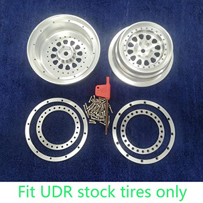 VITAVON & VOTACH alumium beadlock wheel silver rim+ring For UDR Traxxas Unlimited Desert Racer 1:7#8473 2pcs