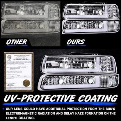 G-PLUS LED Headlights Fit 1999-2002 Chevy Silverado 1500 2500,Clear Lens - size: Fit Chevy Silverado 1999-2002(Clear/Chrome)