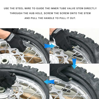 Valve Stem Puller, Tire Valve Stem Fishing Tool Puller with Core Remover, Tire Maintenance Tool for Installing Inner Tubes & Rim Locks on Dirt Bike ATV UTV Motorcycle