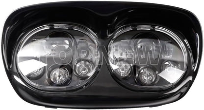 TOPNEW Dual LED Headlight for Motorcycle Road Glide 2004 2005 2006 2007 2008 2009 2010 2011 2012 2013 (Black) - color: Black