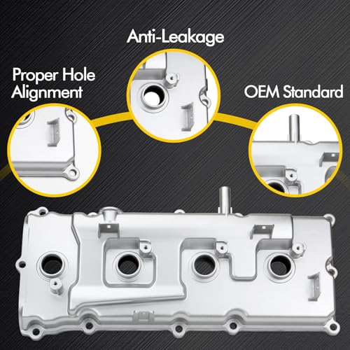 Aluminum Valve Cover Set w/Gasket Bolts Compatible with 2007-2017 Nissan Armada NV2500 NV3500 Titan Pathfinder Infiniti QX56 5.6L Replace 13264ZE01A 132647S000 - color: White (Upgrade Aluminum)