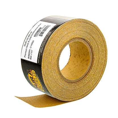 Dura-Gold Premium - 80 Grit Gold - Hook & Loop Backing Longboard Continuous Sandpaper Roll, 2-3/4" Wide, 12 Yards Long - For Automotive & Woodworking Air File Long Board Sanders, Hand Sanding Blocks - size: 80-Grit