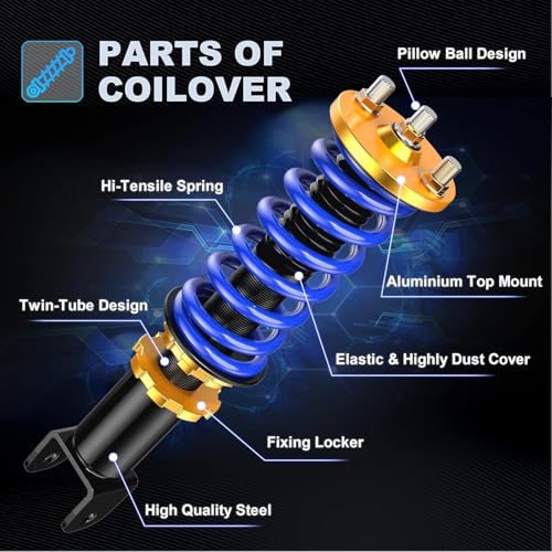 MOSTPLUS 4pcs Full Lowering Coilovers Struts Suspensions Shock Compatible with 2005 2006 2007 2008 2009 2010 Scion TC Struts Height Adjustable by 1-3” - size: 2005-2010 Scion TC