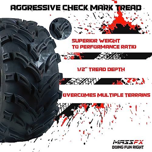 MASSFX MK251012 ATV 25x10-12 Tires 2 Set Rear 6Ply 1/2" Tread Depth 25x10x12 - size: 25x10-12 R Two Set