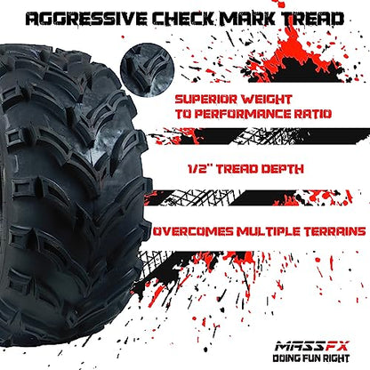 MASSFX MK251012 ATV 25x10-12 Tires 2 Set Rear 6Ply 1/2" Tread Depth 25x10x12 - size: 25x10-12 R Two Set