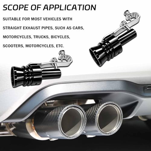 2PCS Turbo Whistle for Exhaust Pipe, XL Aluminum Alloy Car Exhaust Sound Booster, Universal Turbo Sound Exhaust Muffler Pipe Whistle Car Roar Maker, Exhaust Tip Sound Enhancer for SUV Sedan Truck