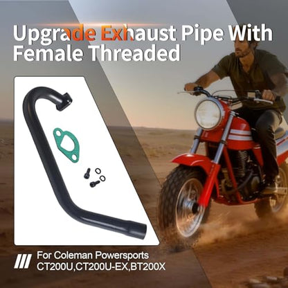 Upgrade Exhaust Pipe With Female Threaded For Coleman Powersports CT200U,CT200U-EX,BT200X,For Predator 212cc 196cc Go Kart& Mini Bike, For Honda GX160,GX200 Black - size: black