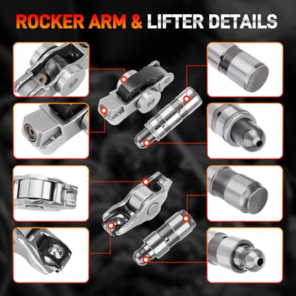 Intake & Exhaust Camshaft Kit with Rocker Arms Lifters and Gaskets Compatible with 2016-2024 Dodge Chrysler Jeep Ram 3.6L Pentastar V6 Engine Replace# 5047912AC 5047913AC 5048029AC 5048030AC 5047896AC - color: Cam Lifter Kit, size: 2016-2024