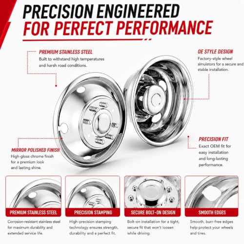4X 19.5 Bolt On Wheel Simulators Compatible with Ford 1999-2004 F450 F550 - size: 19"#3