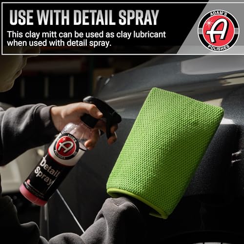 Adam's Clay Mitt (Green, 2pk) - Car Detailing Medium Grade Clay Mitt Glove Quickly Removes Debris from Your Vehicle Exterior Paint, Glass, Wheels, Chrome & More - size: Green - 2pk