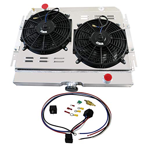 3 Row Aluminum Radiator Shroud Fan Relay for 1963-1968 Chevy Impala Bel Air Chevelle Caprice Radiators - size: 3 Row Radiator/w Cap+Shroud Fan+Relay Kit