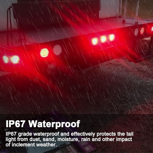 4" Inch Round Led Trailer Tail Lights Kit w/25ft Wiring Harness