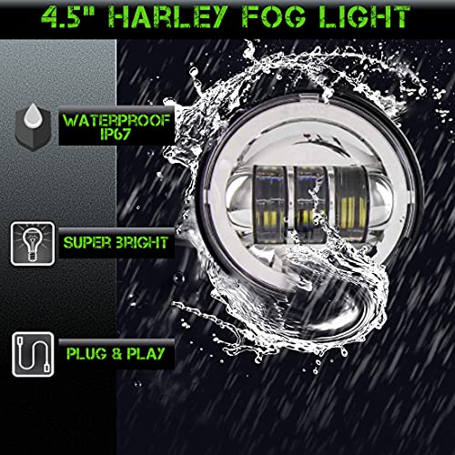 7 Inch LED Headlight with 4.5 Inch LED Passing Lights Kit for Harley-Davidson Touring, Road King, Street Glide, Electra Glide, Heritage Softail, Fat Boy, Softail Slim & Deluxe, DOT Approved (Chrome)