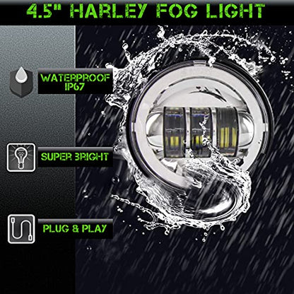 7 Inch LED Headlight with 4.5 Inch LED Passing Lights Kit for Harley-Davidson Touring, Road King, Street Glide, Electra Glide, Heritage Softail, Fat Boy, Softail Slim & Deluxe, DOT Approved (Chrome)