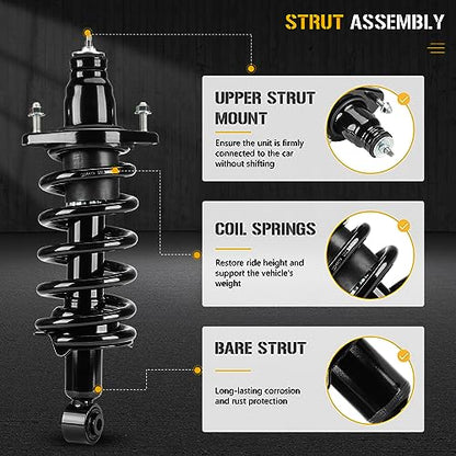 Rear Complete Strut Shock Absorber with Spring Assembly Fit for Honda CRV CR-V 2007 2008 2009 2010 2011 2.4L (ONLY 4WD AWD FWD), Replace 1345688L, 1345688R, 2PCS